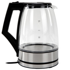 Чайник электрический SONNEN KT-1807, 1,8 л, 2200 Вт, термостойкое стекло, внутренняя подсветка синяя, нержавеющая сталь, 455140