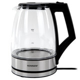 Чайник электрический SONNEN KT-1807, 1,8 л, 2200 Вт, термостойкое стекло, внутренняя подсветка синяя, нержавеющая сталь, 455140