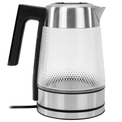 Чайник электрический с терморегулятором SONNEN KT-1809D, 1,8 л, 2200 Вт, 5 цветов подсветки, 5 температур, стекло текстура ромб, 455141