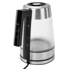 Чайник электрический с терморегулятором SONNEN KT-1809D, 1,8 л, 2200 Вт, 5 цветов подсветки, 5 температур, стекло текстура ромб, 455141