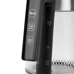 Чайник электрический с терморегулятором SONNEN KT-1809D, 1,8 л, 2200 Вт, 5 цветов подсветки, 5 температур, стекло текстура ромб, 455141