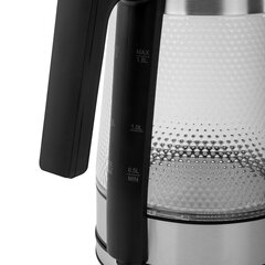 Чайник электрический SONNEN KT-1809, 1,8л, 2200 Вт, термостойкое стекло текстура ромб, внутренняя подсветка синяя, нержавеющая сталь, 455142