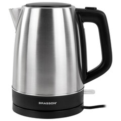 Чайник BRASSON (БРАССОН) KT-040, 1,7 л, 2200 Вт, индикатор уровня воды, сталь, черный, 455192