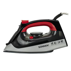 Утюг SONNEN SI-588, 2200 Вт, керамическое покрытие, паровой удар, черный/<wbr/>красный, 455279