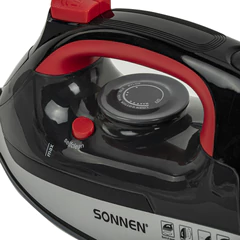 Утюг SONNEN SI-588, 2200 Вт, керамическое покрытие, паровой удар, черный/<wbr/>красный, 455279