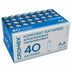 Батарейки алкалиновые &laquo;пальчиковые&raquo; КОМПЛЕКТ 40 шт., CROMEX (КРОМЕКС) Alkaline, АА (LR6,15А), в коробке, 455594