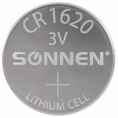 Батарейка литиевая SONNEN Lithium CR1620 "таблетка, дисковая, кнопочная" 1 шт., блистер, 455599