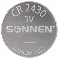 Батарейка литиевая SONNEN Lithium CR2430 &laquo;таблетка, дисковая, кнопочная&raquo; 1 шт., блистер, 455600