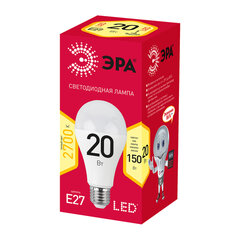 Лампа светодиодная ЭРА RED LINE, 20 (150) Вт, цоколь Е27, груша, теплый белый свет, 25000 ч., LED A65-20W-3000-E27