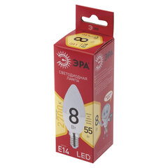 Лампа светодиодная ЭРА RED LINE, 8 (55) Вт, цоколь Е14, свеча, теплый белый свет, 25000 ч., LED B35-8W-2700-E14