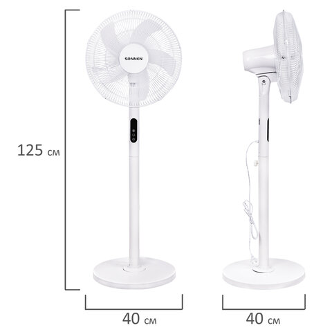 Вентилятор напольный LCD-дисплей, пульт ДУ SONNEN FS40-A999, 50 Вт, 3 режима, белый, 455735 - фото 13