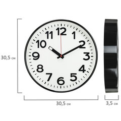 Часы настенные TROYKATIME (TROYKA) 78770783, круг, белые, черная рамка, 30,5&times;30,5&times;3,5 см