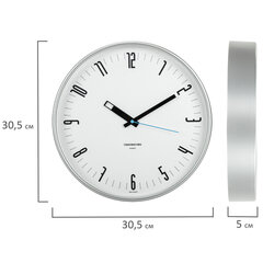 Часы настенные TROYKATIME (TROYKA) 77777710, круг, белые, серебристая рамка, 30,5&times;30,5&times;3,5 см