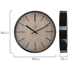 Часы настенные TROYKATIME (TROYKA) 77770743, круг, коричневые, черная рамка, 30,5&times;30,5&times;5 см