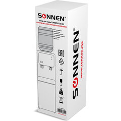 Кулер для воды SONNEN FSE-02i, напольный, НАГРЕВ/<wbr/>ОХЛАЖДЕНИЕ ЭЛЕКТРОННОЕ, шкаф, 2 крана, белый, 455742