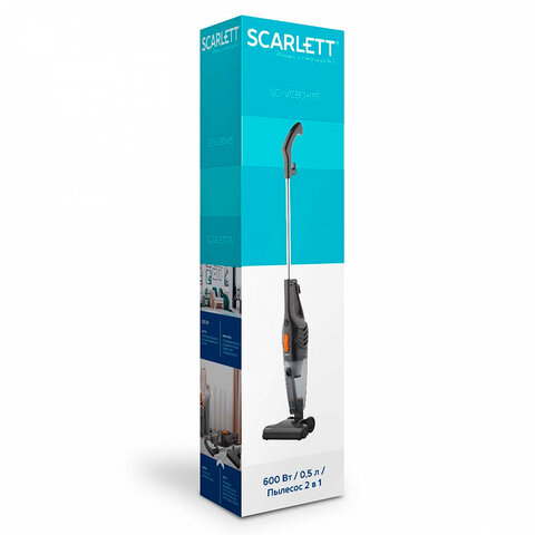 Пылесос вертикальный SCARLETT SC-VC80H15, потребляемая мощность 600 Вт, циклонный фильтр 0,5 л, серый