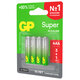 Батарейки КОМПЛЕКТ 4 шт., GP Super G-Tech, AAA (LR03,24А), алкалиновые, мизинчиковые, ПРОМО 3+1