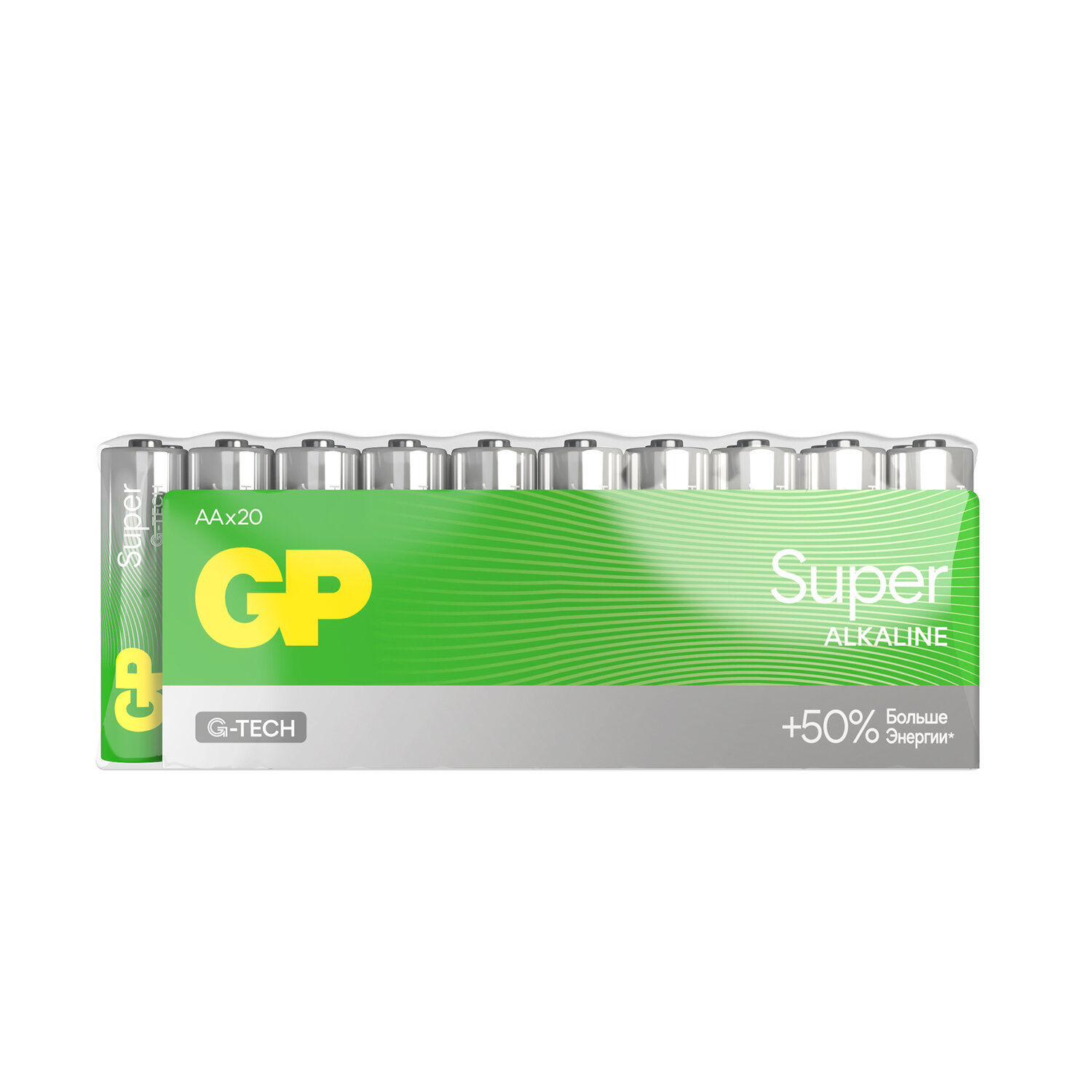 Батарейки КОМПЛЕКТ 20 шт., GP Super G-Tech, AA (LR6,15А), алкалиновые, пальчиковые, 15A-2CRVS20