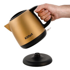 Чайник KITFORT КТ-6111, 1 л, 1630 Вт, закрытый нагревательный элемент, сталь, золотистый/<wbr/>черный
