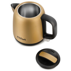 Чайник KITFORT КТ-6111, 1 л, 1630 Вт, закрытый нагревательный элемент, сталь, золотистый/<wbr/>черный