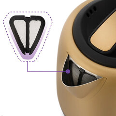 Чайник KITFORT КТ-6111, 1 л, 1630 Вт, закрытый нагревательный элемент, сталь, золотистый/<wbr/>черный