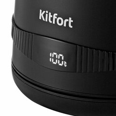 Чайник KITFORT КТ-6121-1, 1,7 л, 2200 Вт, закрытый нагревательный элемент, LED-дисплей, ТЕРМОРЕГУЛЯТОР, сталь, черный