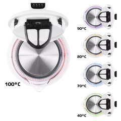 Чайник KITFORT КТ-640-3, 1,7 л, 2200 Вт, закрытый нагревательный элемент, ТЕРМОРЕГУЛЯТОР, стекло, серый