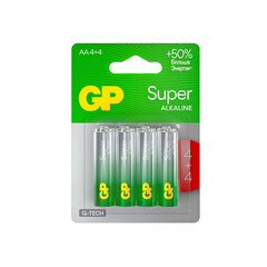 Батарейки КОМПЛЕКТ 8 шт., GP Super G-Tech, AA (LR6, 15А), ПРОМО 4+4, алкалиновые, пальчиковые, 15A4/<wbr/>4