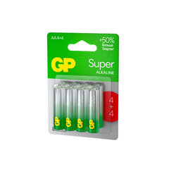 Батарейки КОМПЛЕКТ 8 шт., GP Super G-Tech, AA (LR6, 15А), ПРОМО 4+4, алкалиновые, пальчиковые, 15A4/<wbr/>4