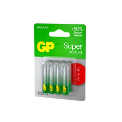 Батарейки КОМПЛЕКТ 8 шт., GP Super G-Tech, AAA (LR03, 24А), ПРОМО 4+4, алкалиновые, мизинчиковые, 24A