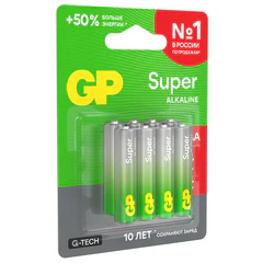 Батарейки КОМПЛЕКТ 8 шт., GP Super G-Tech, AAA (LR03, 24А), ПРОМО 4+4, алкалиновые, мизинчиковые, 24A