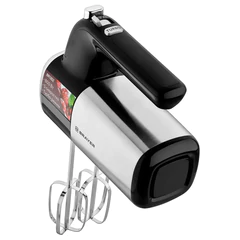 Миксер BRAYER BR1302, 800 Вт, 5 скоростей, 2 венчика, 2 крюка для теста, черный/<wbr/>серебро