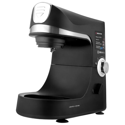 Миксер планетарный BRAYER BR1500, 1300 Вт, 10 скоростей, 3 насадки, металлическая чаша 4,5 л, черный