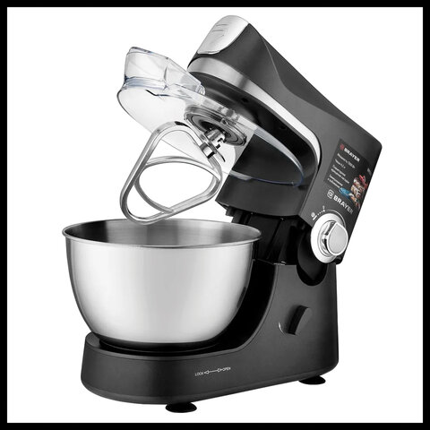 Миксер планетарный BRAYER BR1500, 1300 Вт, 10 скоростей, 3 насадки, металлическая чаша 4,5 л, черный
