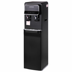 Кулер для воды SONNEN FSE-02WB, напольный, нагрев/<wbr/>охлаждение, НИЖНЯЯ ЗАГРУЗКА, 2 крана, черный, 456169