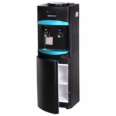 Кулер для воды SONNEN FSC-02W TURBO напольный, ТУРБОНАГРЕВ/<wbr/>ОХЛАЖДЕНИЕ КОМПРЕССОРНОЕ, шкаф, 2 крана, черный, 456171