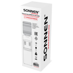 Кулер для воды SONNEN FSC-02W TURBO напольный, ТУРБОНАГРЕВ/<wbr/>ОХЛАЖДЕНИЕ КОМПРЕССОРНОЕ, шкаф, 2 крана, черный, 456171