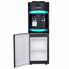 Кулер для воды SONNEN FSC-02W TURBO напольный, ТУРБОНАГРЕВ/<wbr/>ОХЛАЖДЕНИЕ КОМПРЕССОРНОЕ, шкаф, 2 крана, черный, 456171