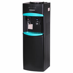 Кулер для воды SONNEN FSC-02W TURBO напольный, ТУРБОНАГРЕВ/<wbr/>ОХЛАЖДЕНИЕ КОМПРЕССОРНОЕ, шкаф, 2 крана, черный, 456171
