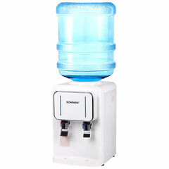 Кулер для воды SONNEN TSE-02W, настольный, НАГРЕВ/<wbr/>ОХЛАЖДЕНИЕ ЭЛЕКТРОННОЕ, 2 крана, белый, 456173
