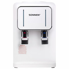 Кулер для воды SONNEN TSE-02W, настольный, НАГРЕВ/<wbr/>ОХЛАЖДЕНИЕ ЭЛЕКТРОННОЕ, 2 крана, белый, 456173