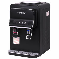 Кулер для воды SONNEN TSE-02WB, настольный, НАГРЕВ/<wbr/>ОХЛАЖДЕНИЕ ЭЛЕКТРОННОЕ, 2 крана, черный, 456174