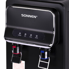 Кулер для воды SONNEN TSE-02WB, настольный, НАГРЕВ/<wbr/>ОХЛАЖДЕНИЕ ЭЛЕКТРОННОЕ, 2 крана, черный, 456174