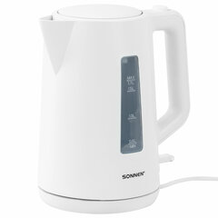 Чайник электрический SONNEN KT-1303, 1,7 л, 2200 Вт, пластик, белый, 456374