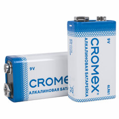 Батарейки алкалиновые КОМПЛЕКТ 4 шт., CROMEX (КРОМЕКС) Alkaline, Крона 9V (6LR61, 6LF22, 1604A), короб, 456453