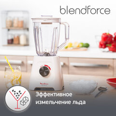 Блендер стационарный MOULINEX LM420110, 600 Вт, 2 скорости, чаша 2 л, пластик, белый