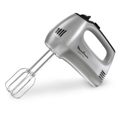 Миксер MOULINEX HM310E10, 300Вт, 5 скоростей, 2 венчика, 2 крюка для теста, серый