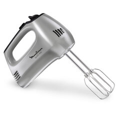 Миксер MOULINEX HM310E10, 300Вт, 5 скоростей, 2 венчика, 2 крюка для теста, серый