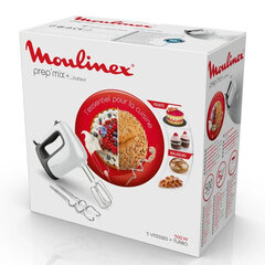 Миксер MOULINEX HM460110, 500 Вт, 5 скоростей, 2 венчика, 2 крюка для теста, белый