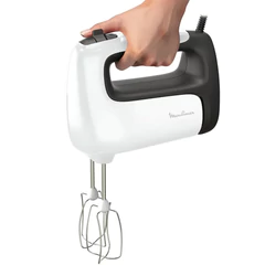 Миксер MOULINEX HM460110, 500 Вт, 5 скоростей, 2 венчика, 2 крюка для теста, белый